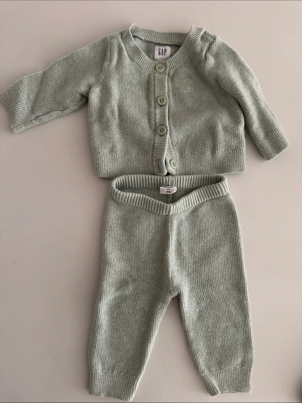 Baby GAP Mint Green Knit Cardigan and Pants Set